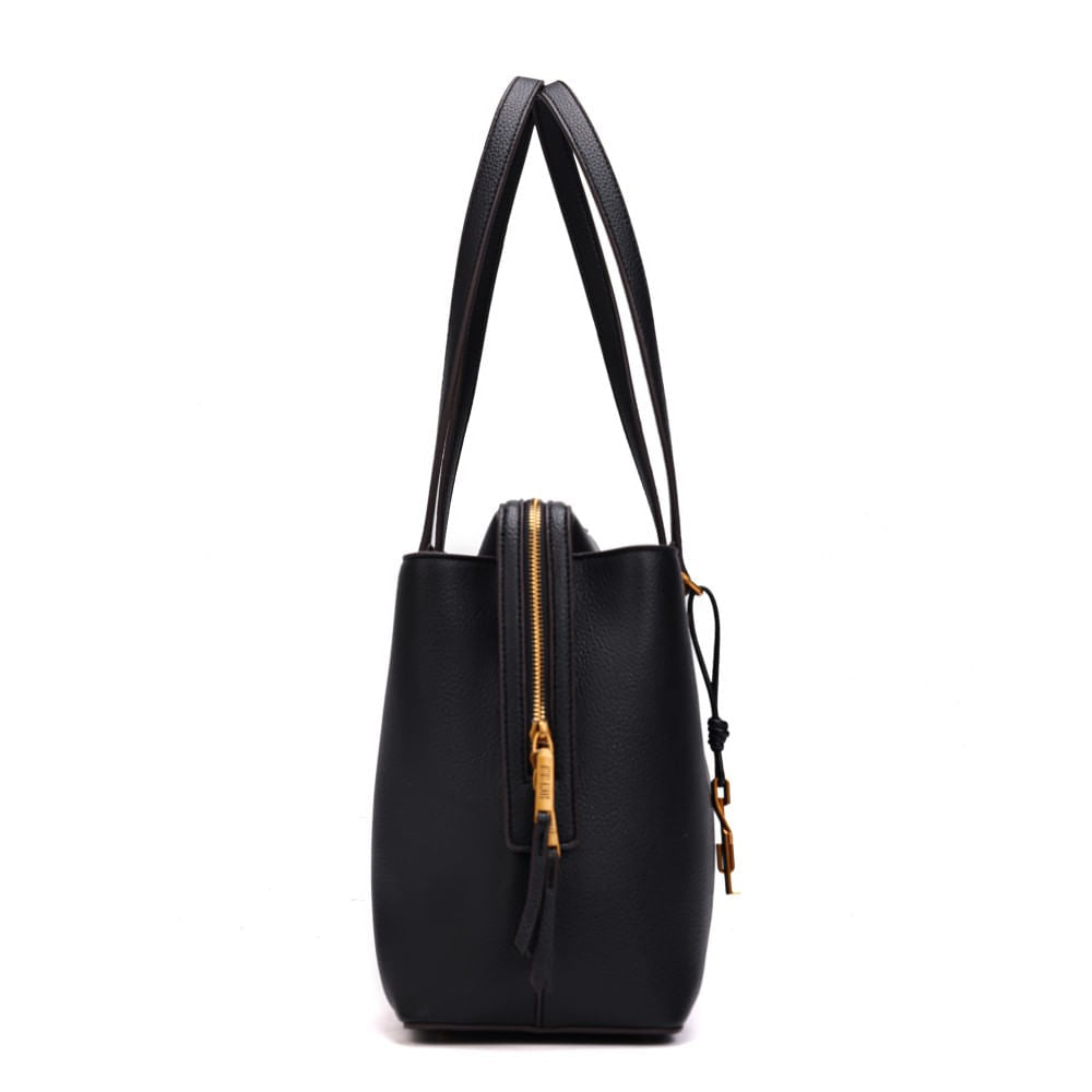 Bolsa Shopper Santa Lolla Preta Texturizada Alça Longa