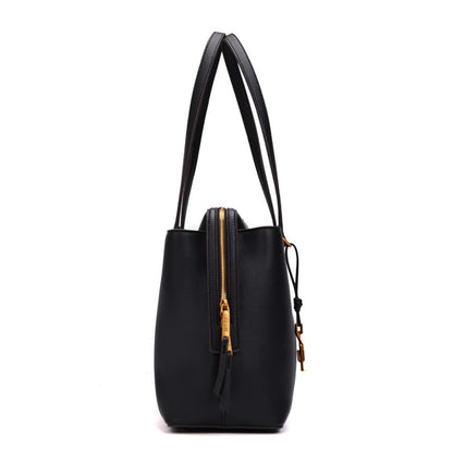 Bolsa Shopper Santa Lolla Preta Texturizada Alça Longa