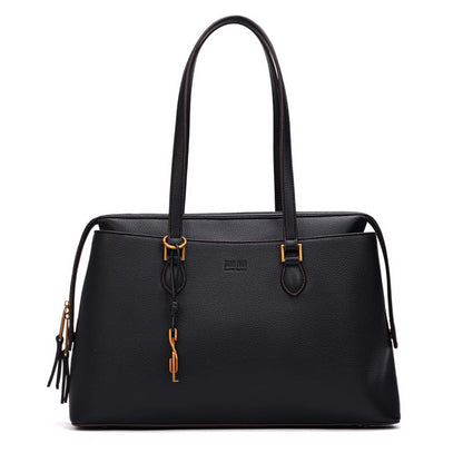 Bolsa Shopper Santa Lolla Preta Texturizada Alça Longa