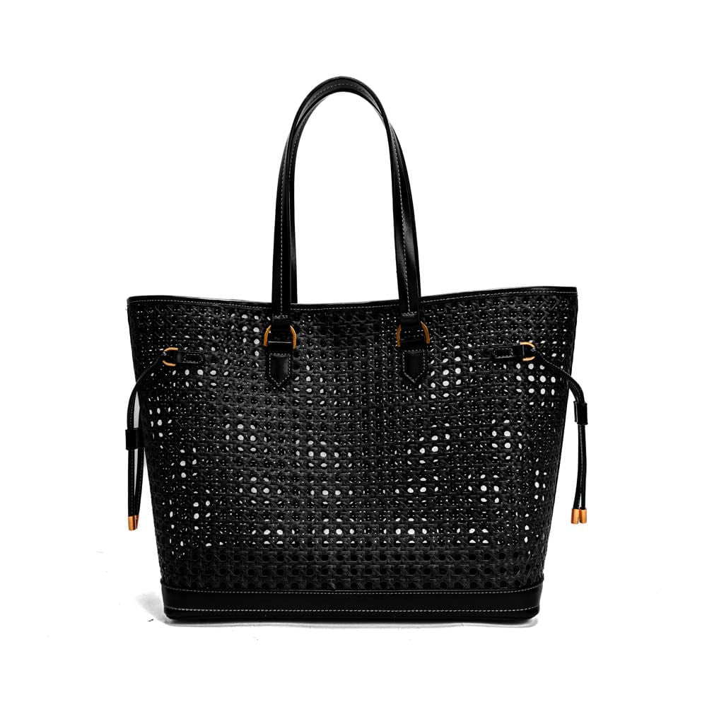 Bolsa Shopper Santa Lolla Preta Tressê Alça Ombro