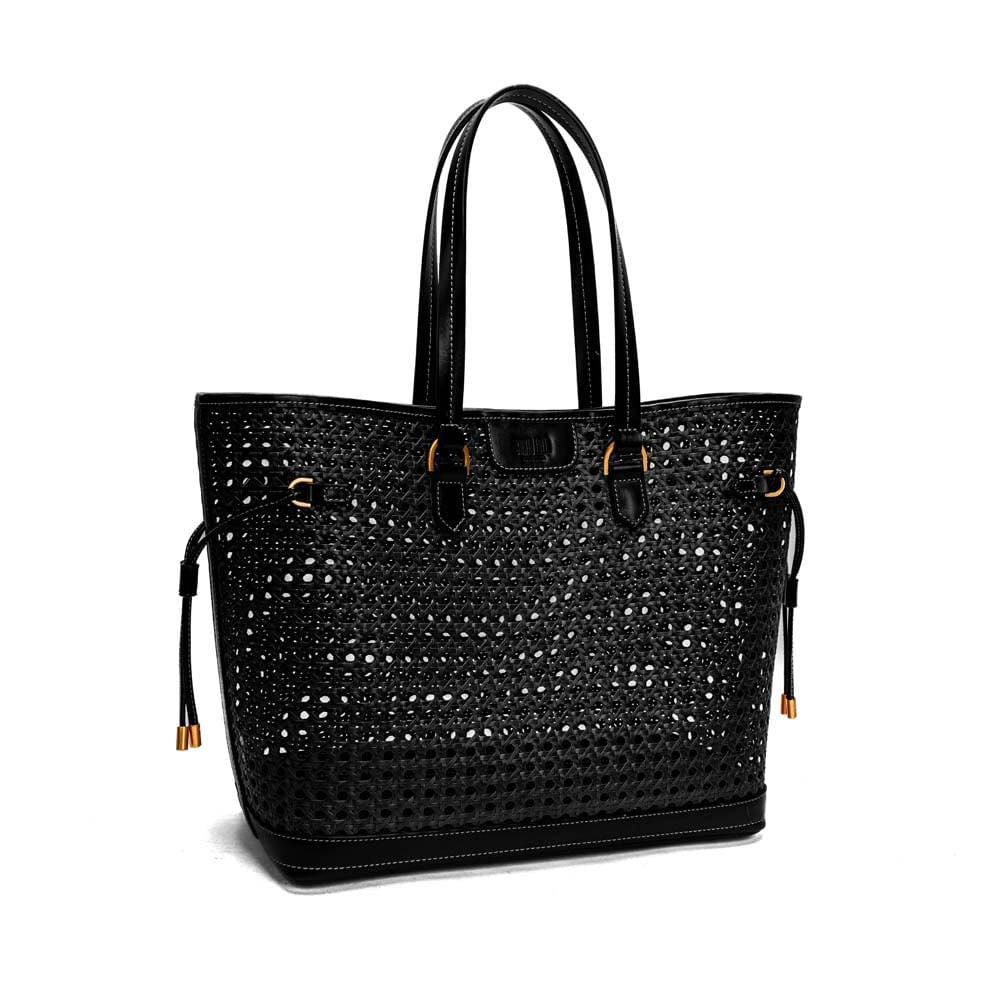Bolsa Shopper Santa Lolla Preta Tressê Alça Ombro