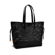 Bolsa Shopper Santa Lolla Preta Tressê Alça Ombro