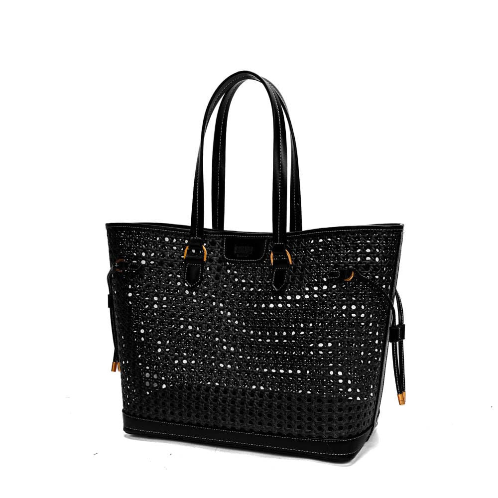 Bolsa Shopper Santa Lolla Preta Tressê Alça Ombro