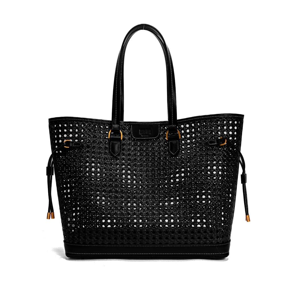 Bolsa Shopper Santa Lolla Preta Tressê Alça Ombro