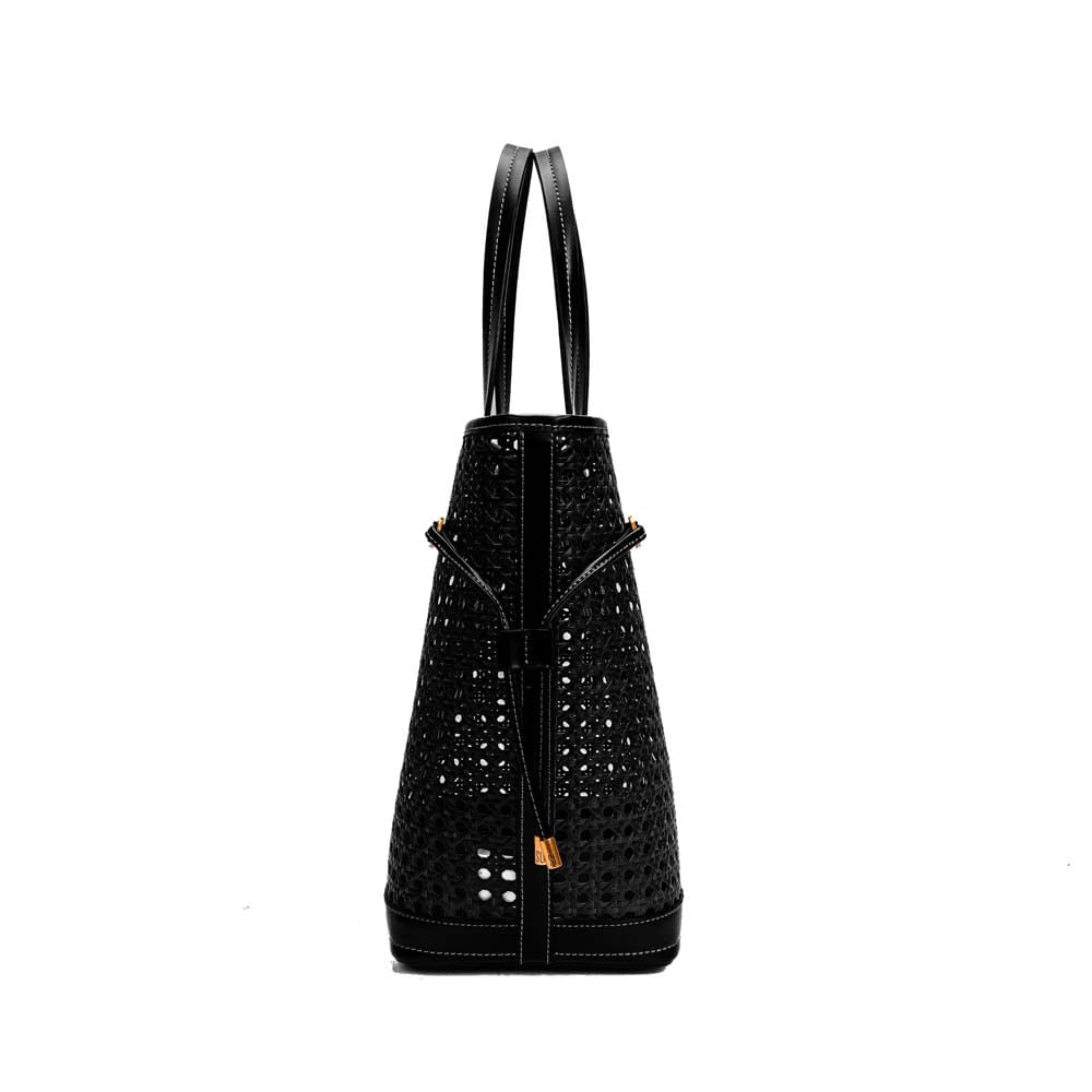 Bolsa Shopper Santa Lolla Preta Tressê Alça Ombro