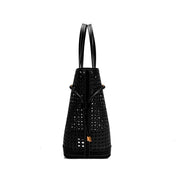 Bolsa Shopper Santa Lolla Preta Tressê Alça Ombro