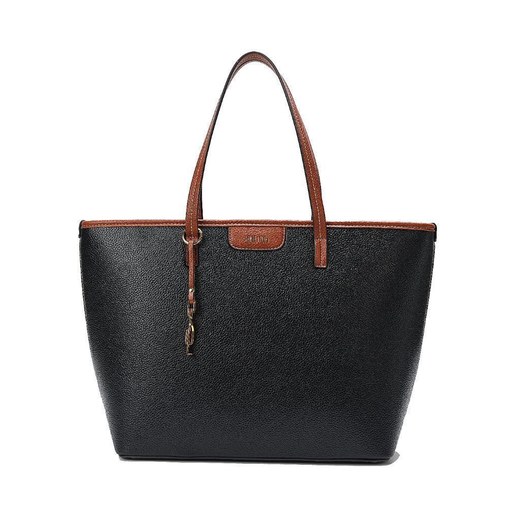Bolsa Shopper Santa Lolla Preta Viés Caramelo