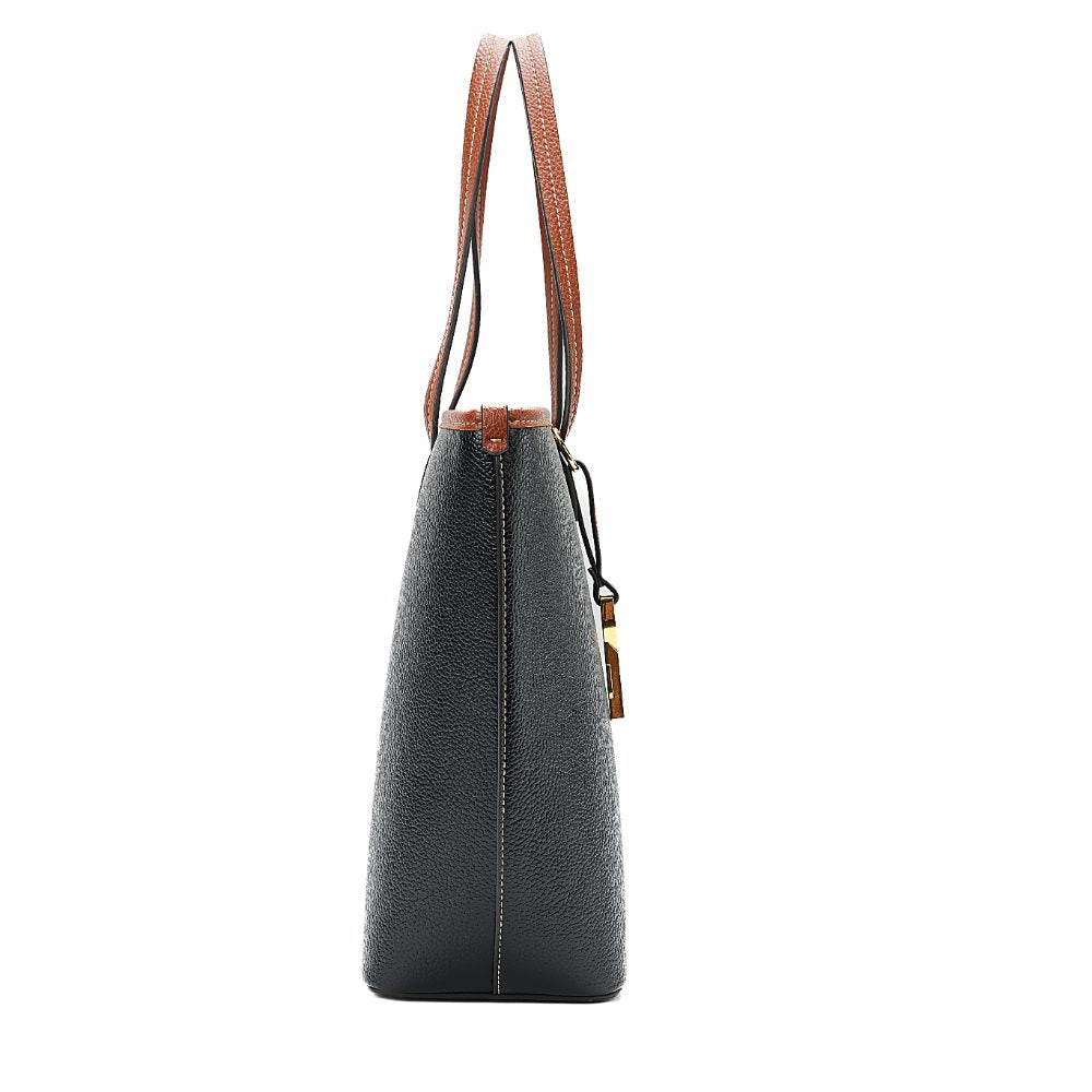 Bolsa Shopper Santa Lolla Preta Viés Caramelo