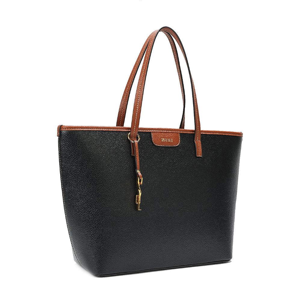 Bolsa Shopper Santa Lolla Preta Viés Caramelo