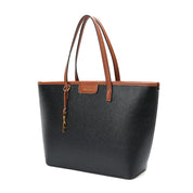 Bolsa Shopper Santa Lolla Preta Viés Caramelo