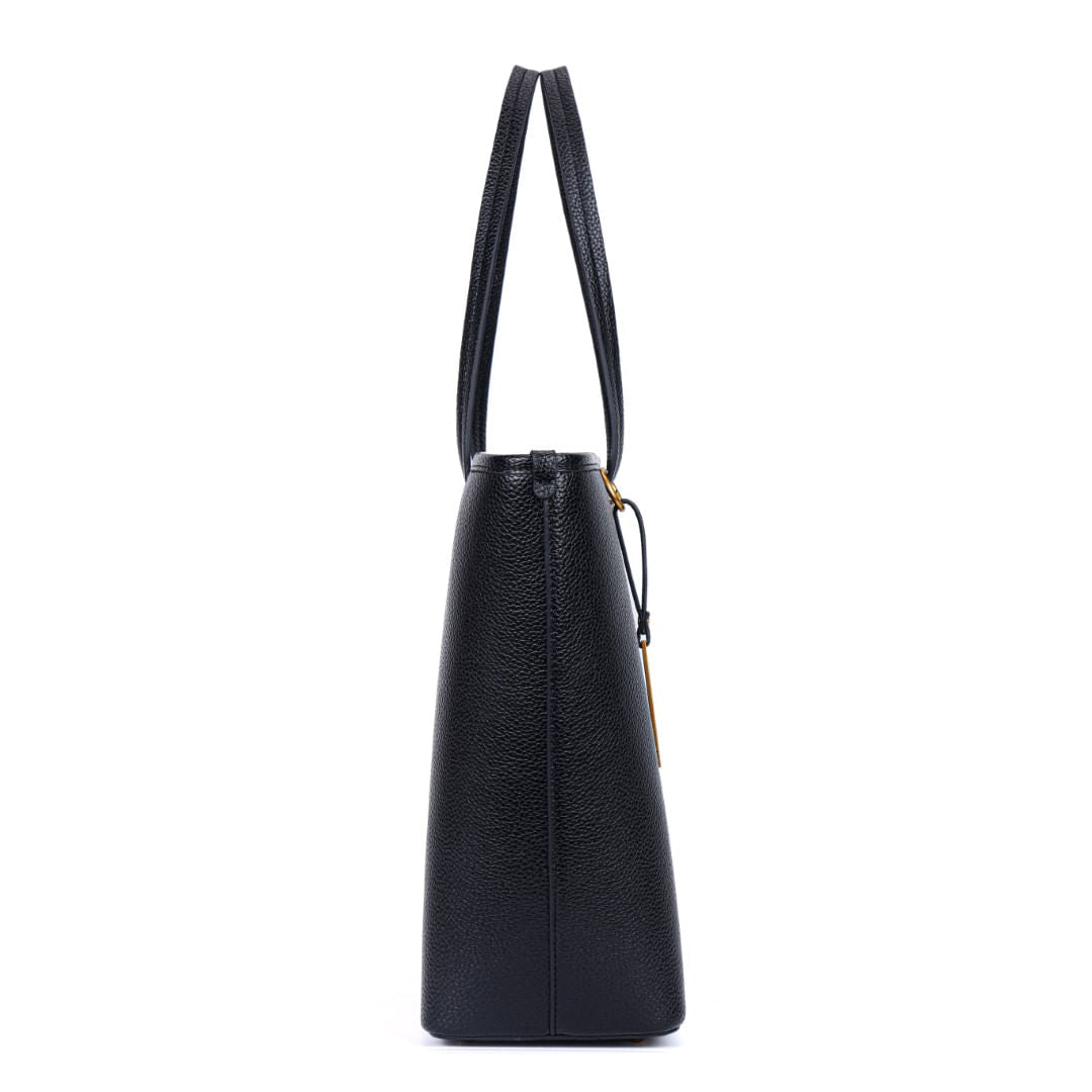 Bolsa Shopper Santa Lolla Preta Zíper Pingente