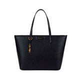 Bolsa Shopper Santa Lolla Preta Zíper Pingente