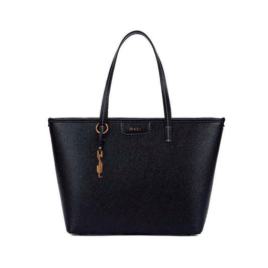 Bolsa Shopper Santa Lolla Preta Zíper Pingente