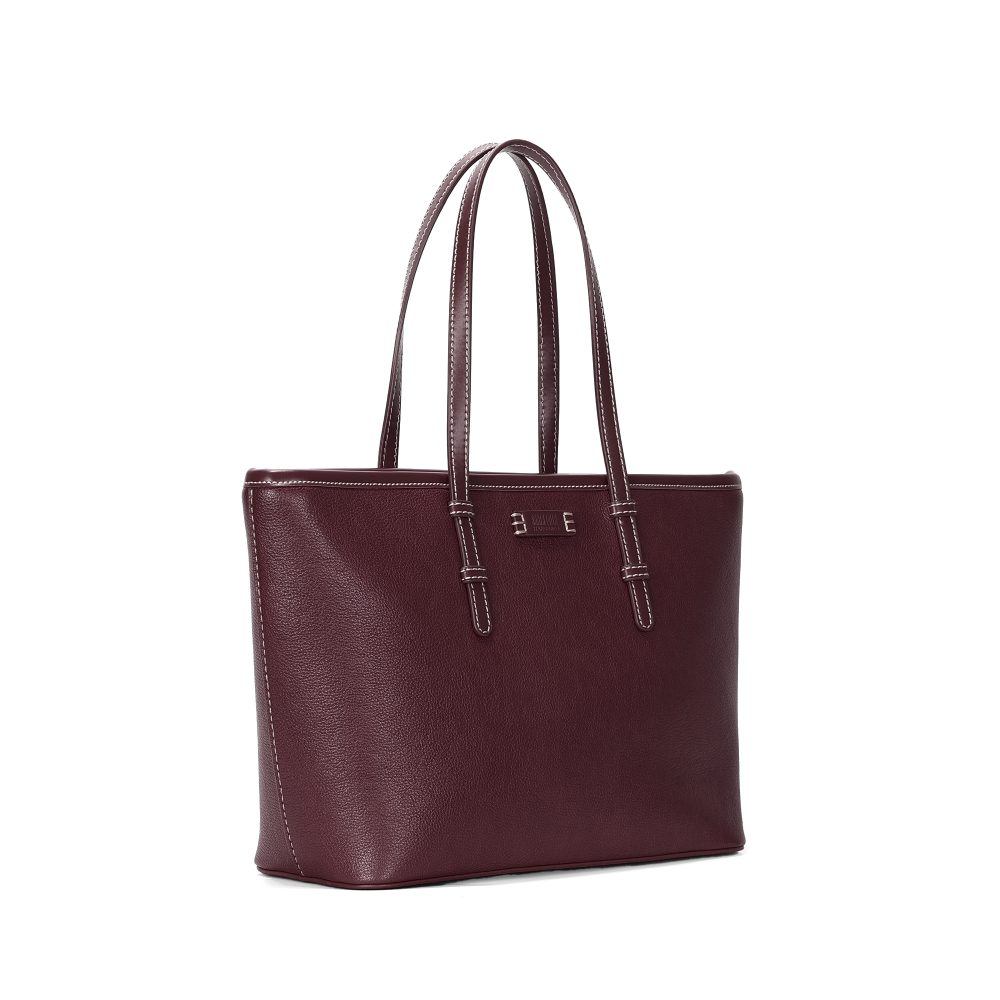 Bolsa Shopper Santa Lolla Vinho Zíper Alça Ombro