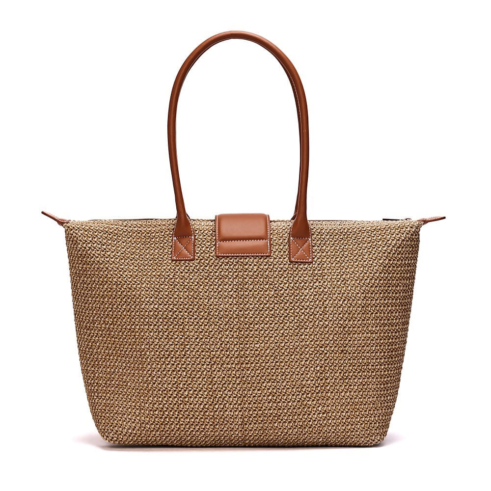 Bolsa Shopper Tramado Marrom Santa Lolla Alça De Ombro