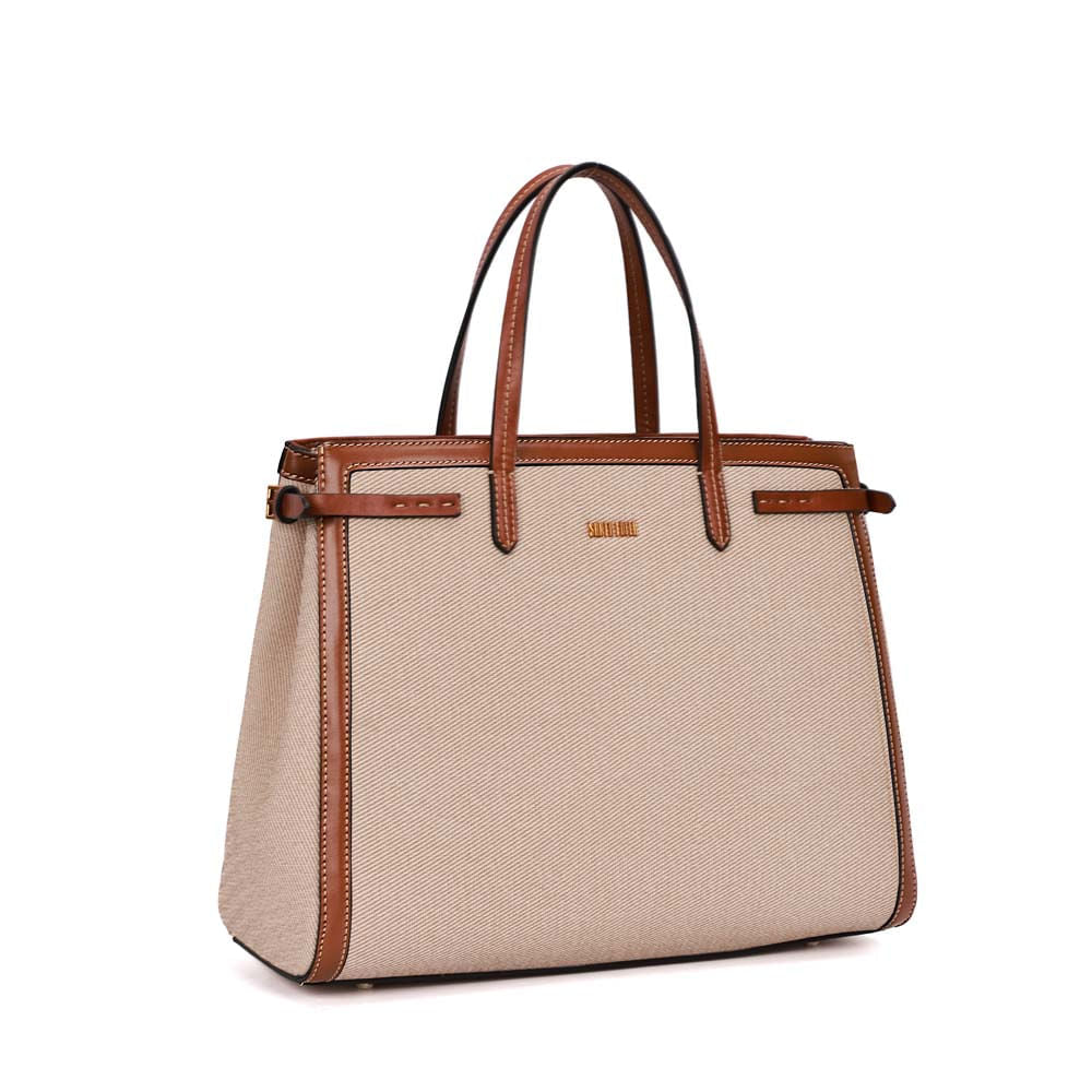 Bolsa Tote Santa Lolla Bege Canvas Alça Removível