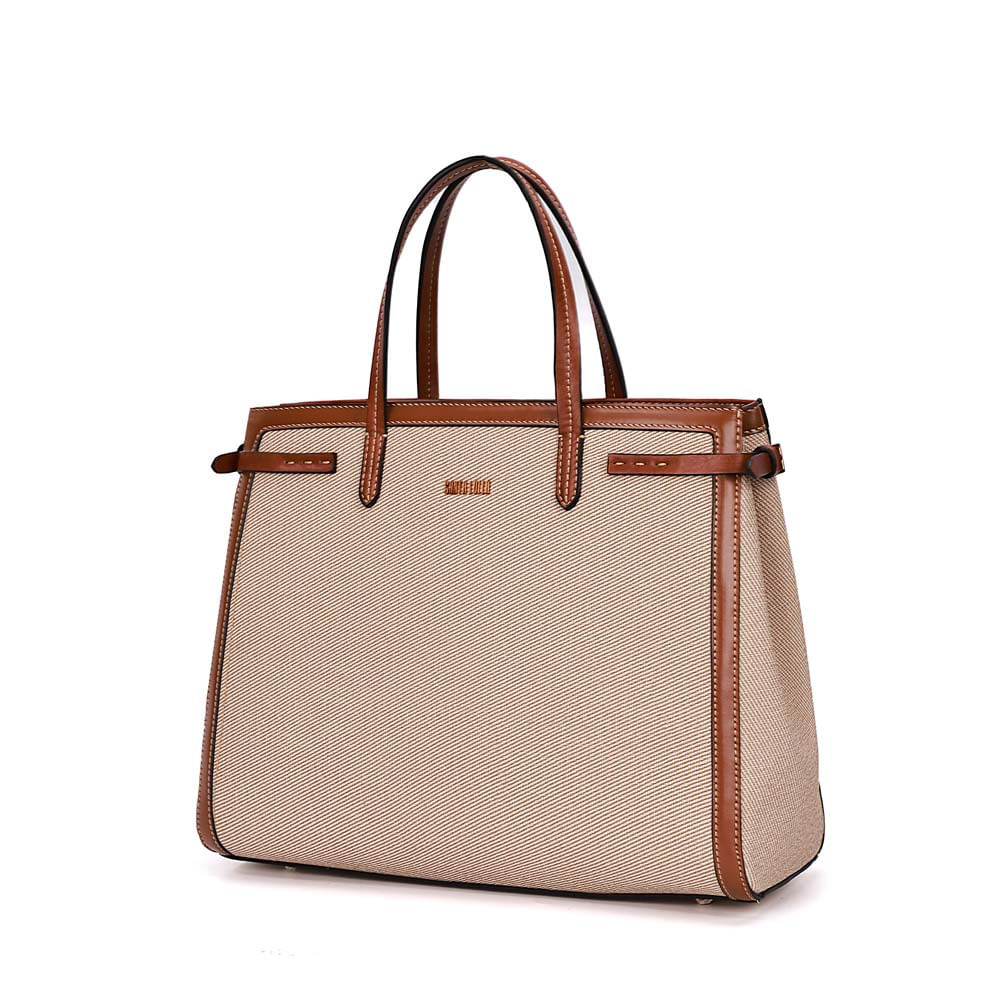 Bolsa Tote Santa Lolla Bege Canvas Alça Removível