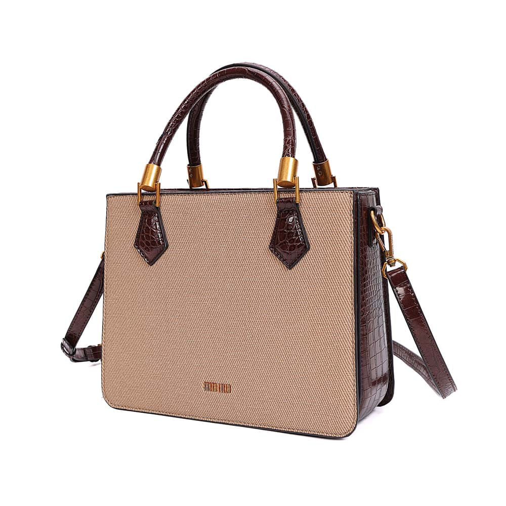 Bolsa Tote Santa Lolla Bege Canvas Alça Tiracolo