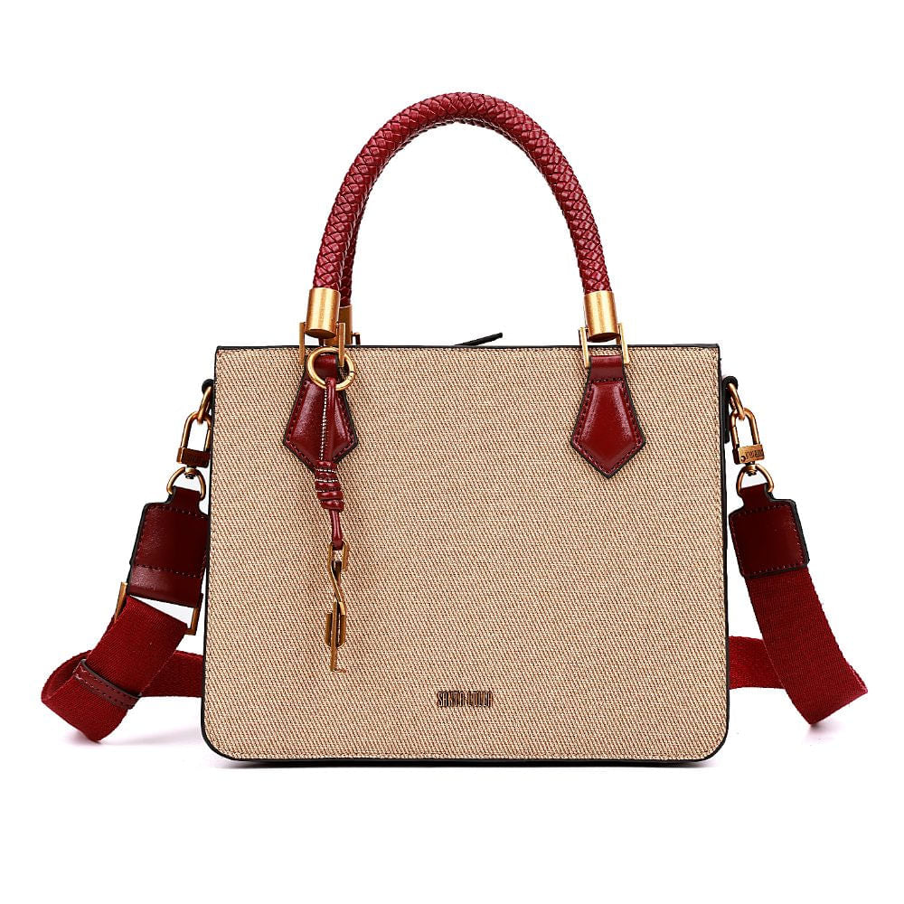 Bolsa Tote Santa Lolla Bege Canvas Alça Tiracolo