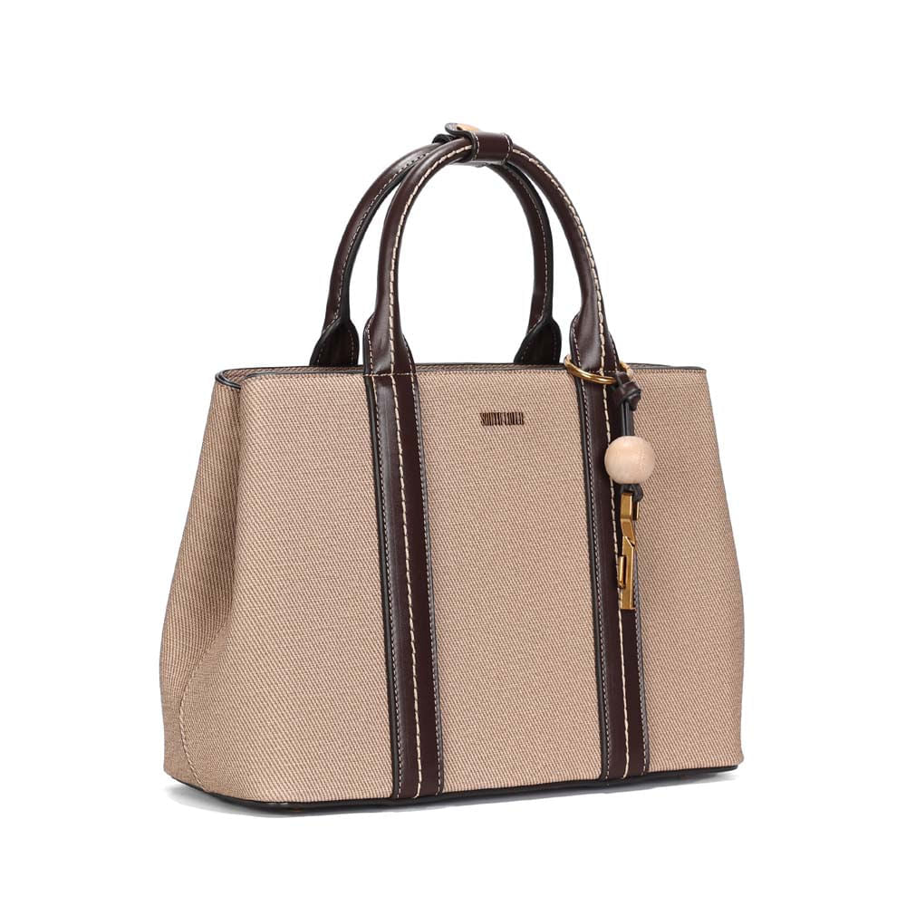 Bolsa Tote Santa Lolla Bege Canvas Alça Tiracolo