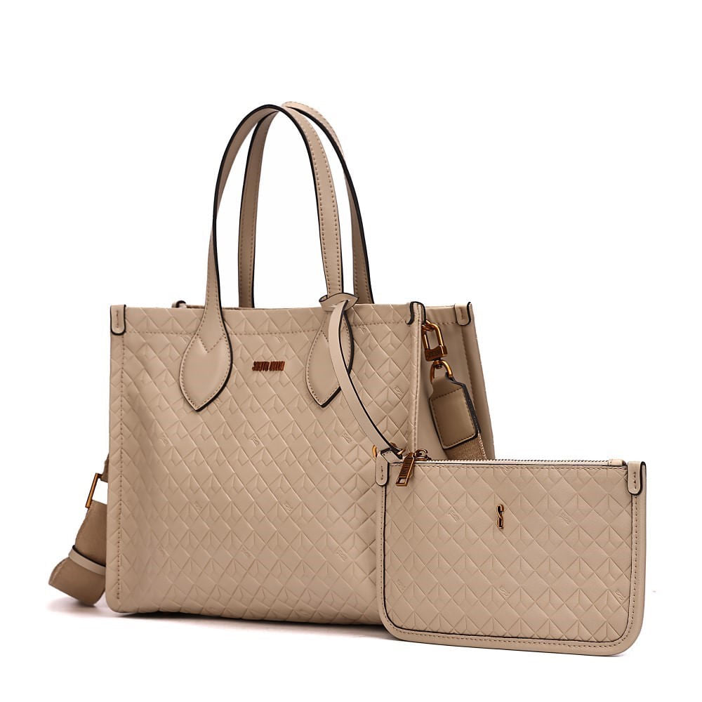 Bolsa Tote Santa Lolla Bege Com Clutch