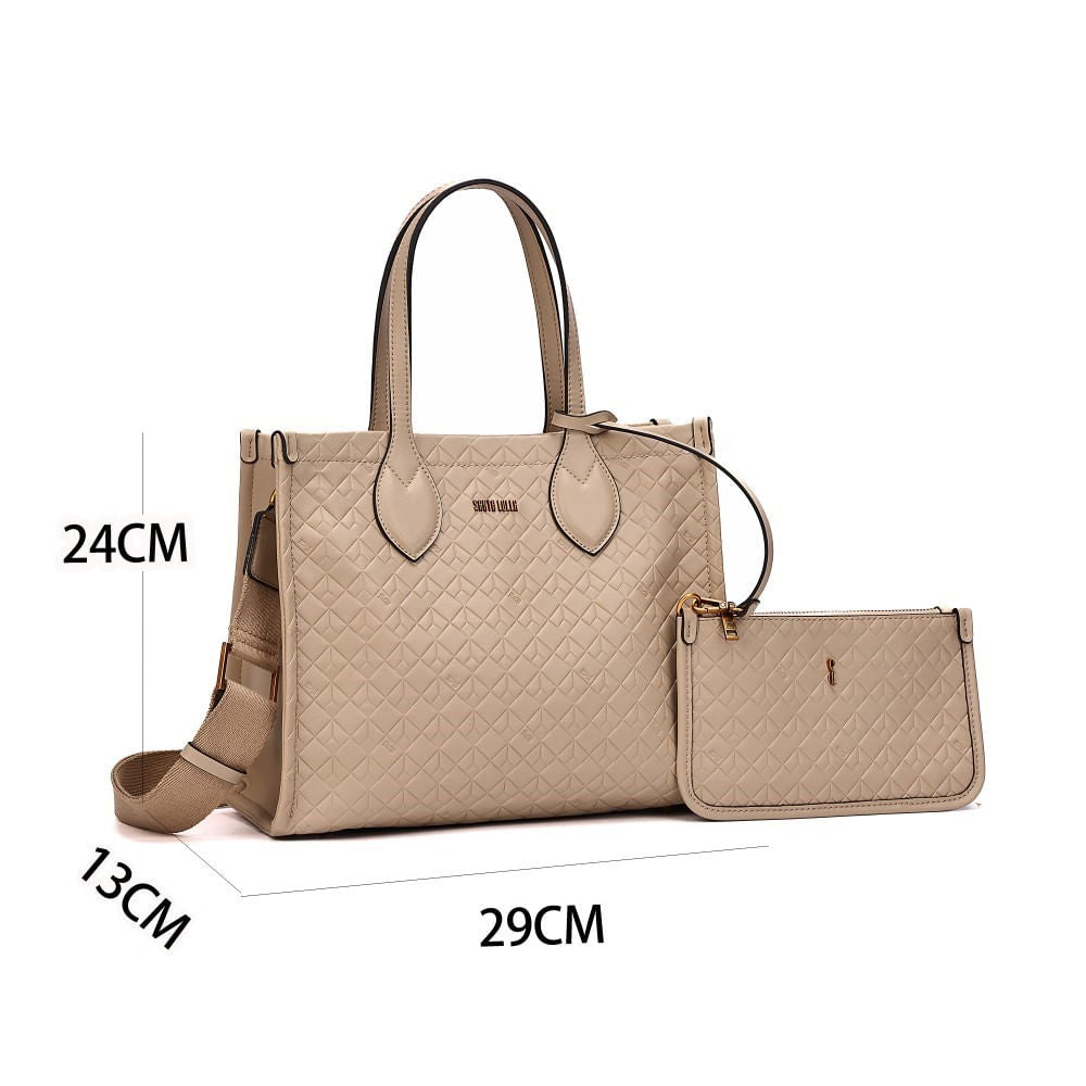 Bolsa Tote Santa Lolla Bege Com Clutch