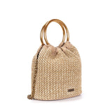 Bolsa Tote Santa Lolla Bege Tramada Alça Argola