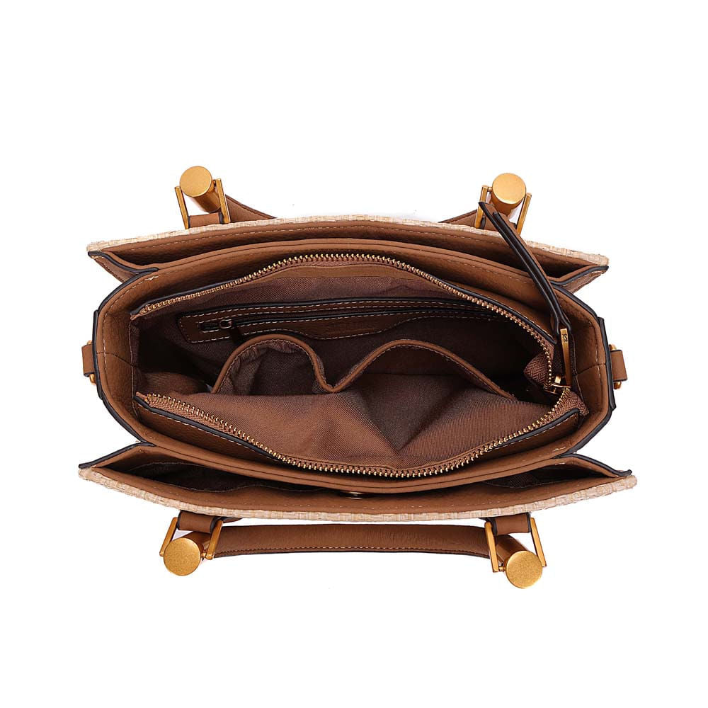 Bolsa Tote Santa Lolla Bege Tramada Alça Marrom