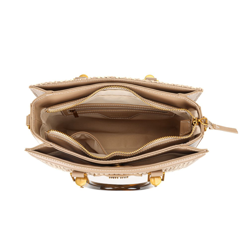 Bolsa Tote Santa Lolla Bege Tramada Duas Alças