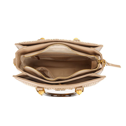 Bolsa Tote Santa Lolla Bege Tramada Duas Alças