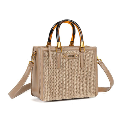 Bolsa Tote Santa Lolla Bege Tramada Duas Alças