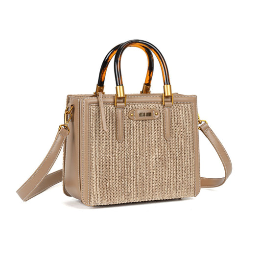 Bolsa Tote Santa Lolla Bege Tramada Duas Alças
