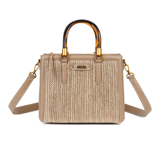 Bolsa Tote Santa Lolla Bege Tramada Duas Alças