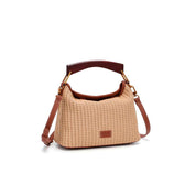 Bolsa Tote Santa Lolla Bege Tramado Alça Marrom