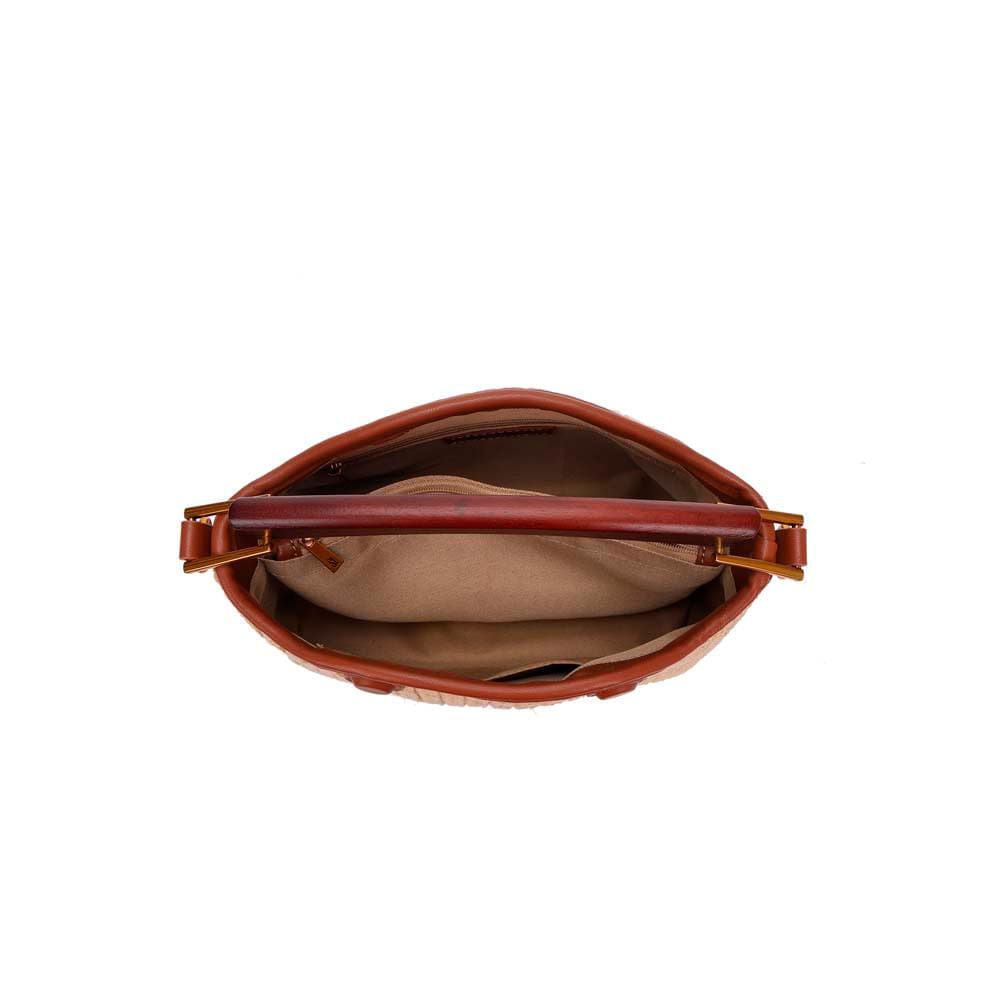 Bolsa Tote Santa Lolla Bege Tramado Alça Marrom