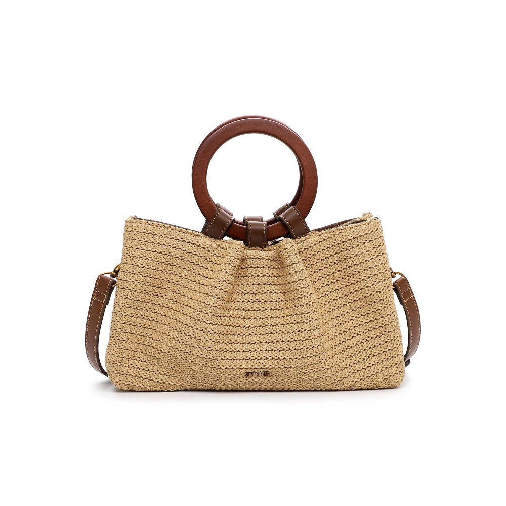 Bolsa Tote Santa Lolla Bege Tramado Alça Marrom