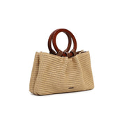 Bolsa Tote Santa Lolla Bege Tramado Alça Marrom