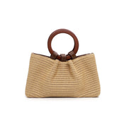 Bolsa Tote Santa Lolla Bege Tramado Alça Marrom