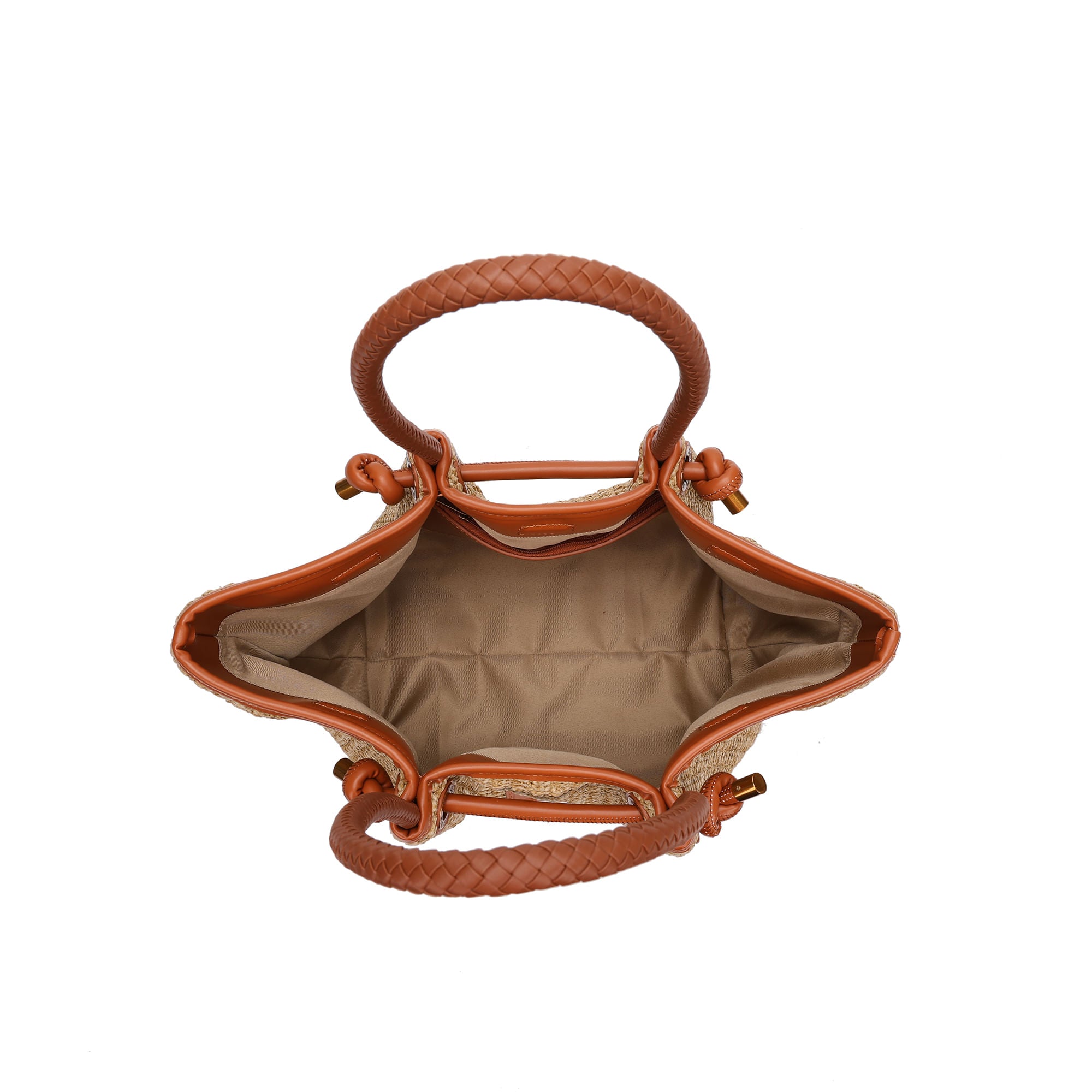 Bolsa Tote Santa Lolla Bege Tramado Alça Ombro