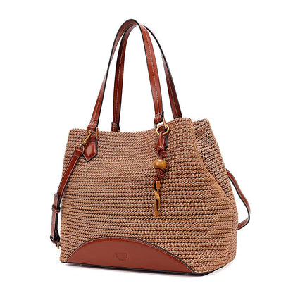 Bolsa Tote Santa Lolla Bege Tramado Alça Tiracolo