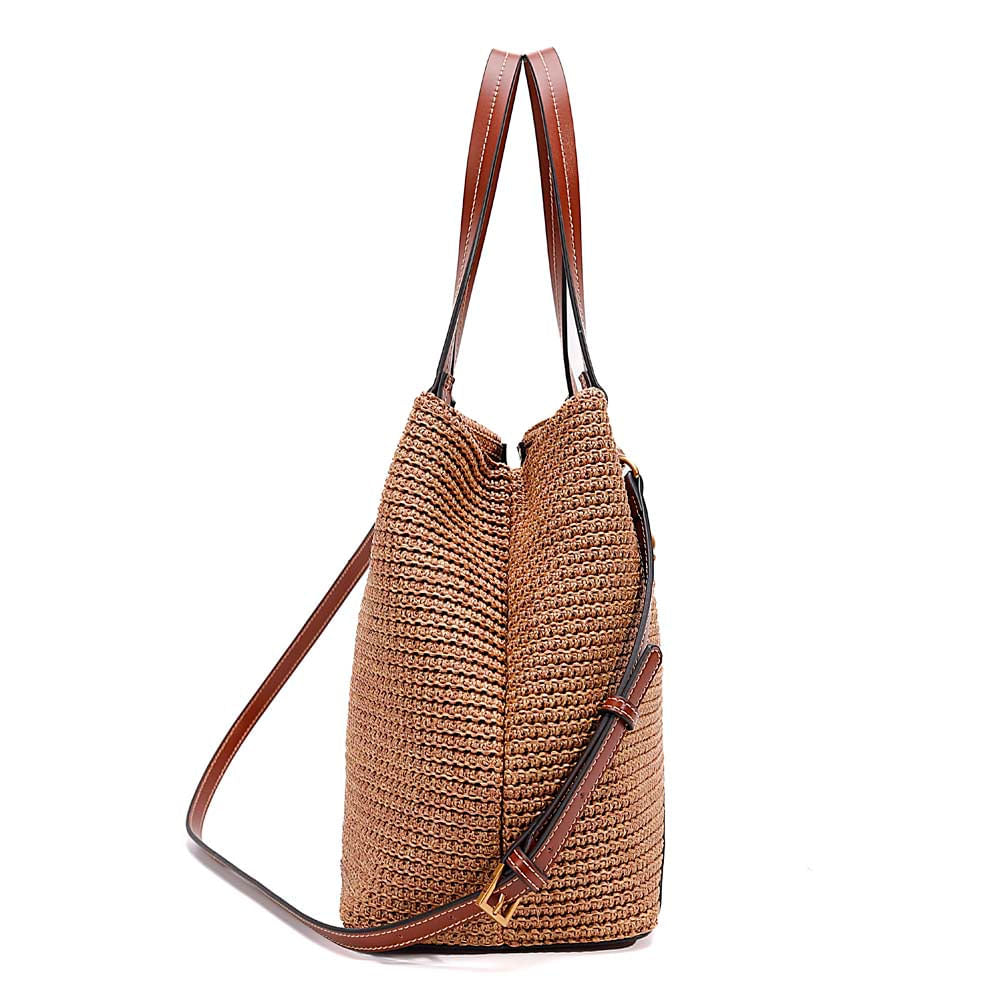 Bolsa Tote Santa Lolla Bege Tramado Alça Tiracolo