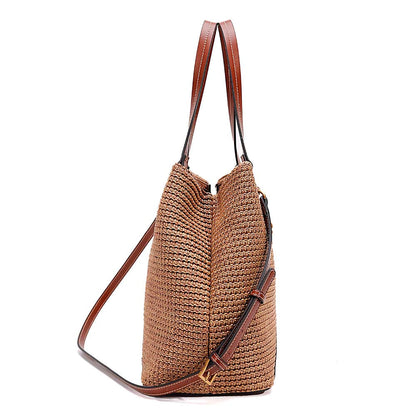 Bolsa Tote Santa Lolla Bege Tramado Alça Tiracolo