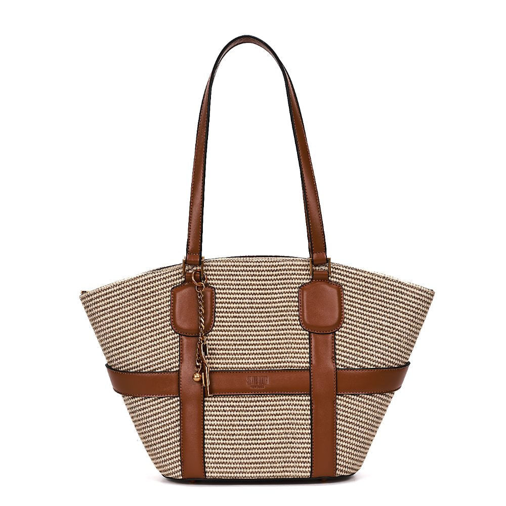 Bolsa Tote Santa Lolla Bege Tramado Safari Grande