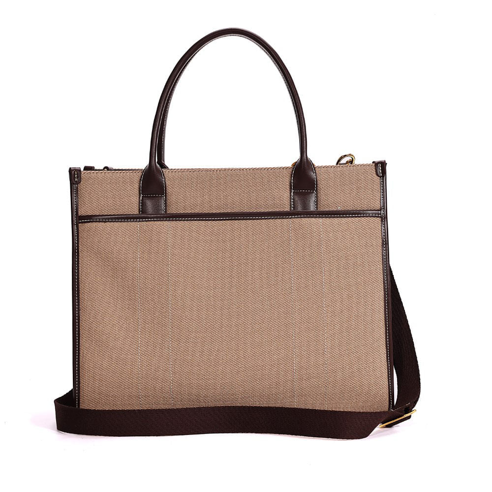 Bolsa Tote Santa Lolla Canva Marrom Duas Alças