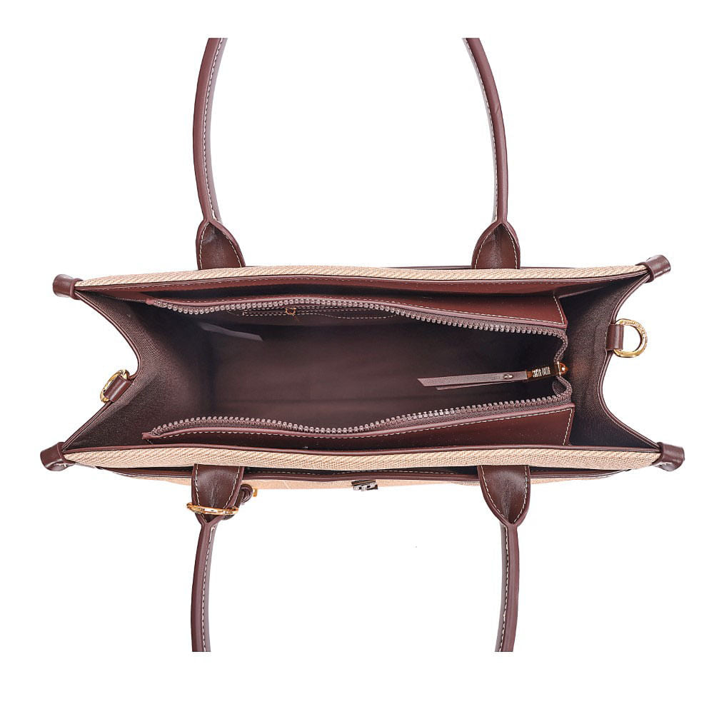 Bolsa Tote Santa Lolla Canva Marrom Duas Alças