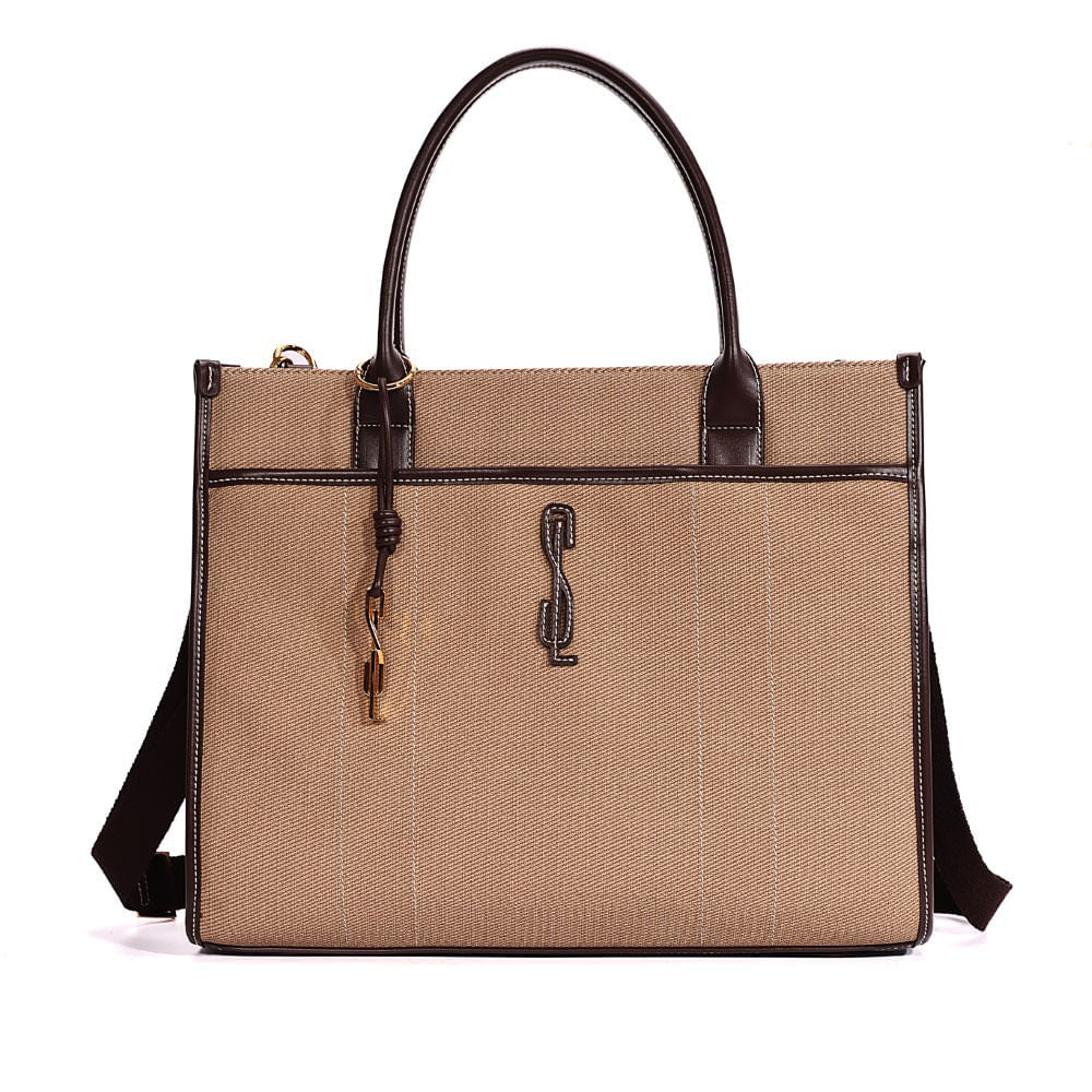 Bolsa Tote Santa Lolla Canva Marrom Duas Alças