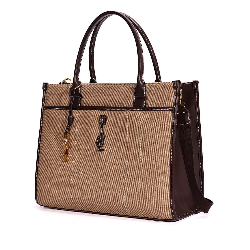 Bolsa Tote Santa Lolla Canva Marrom Duas Alças