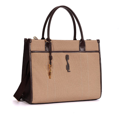 Bolsa Tote Santa Lolla Canva Marrom Duas Alças