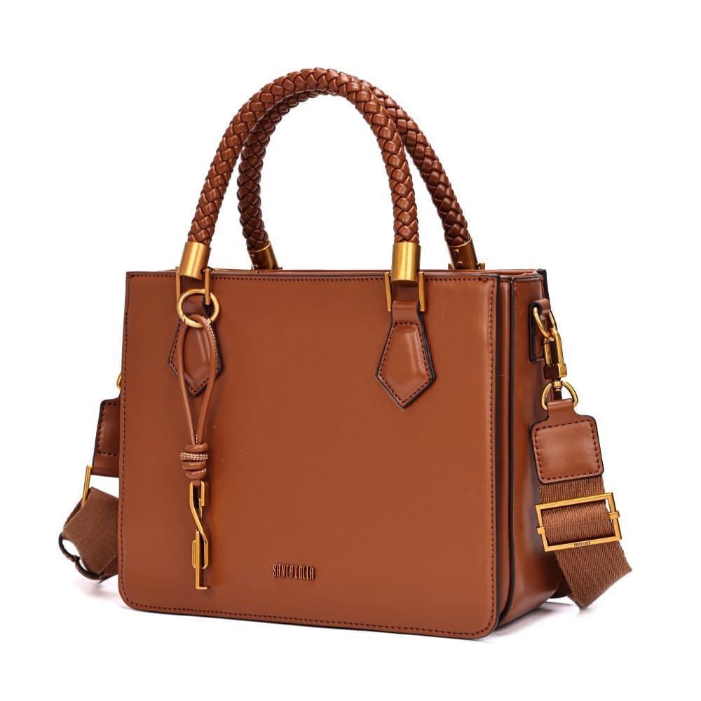 Bolsa Tote Santa Lolla Caramelo Alça Trançada