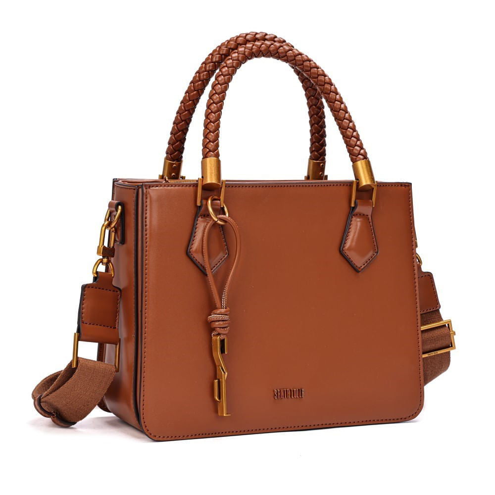 Bolsa Tote Santa Lolla Caramelo Alça Trançada